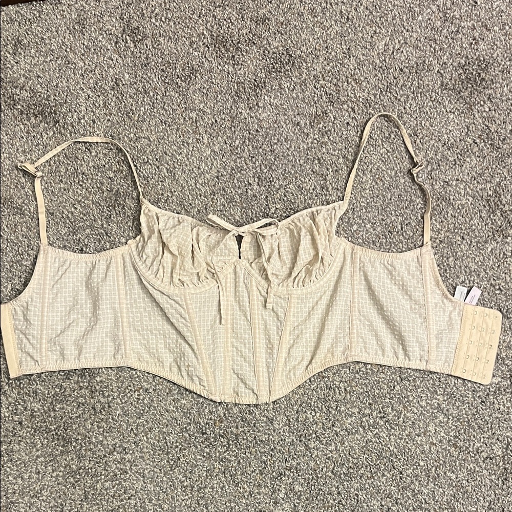 Urban Outfitters Cream Lace Corset Style Bra